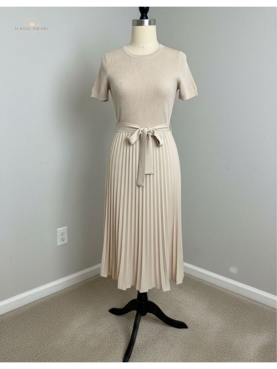 Dresses & Skirts - ZESICA Rib Knit Midi Dress Short Sleeve A-Line Chiffon
